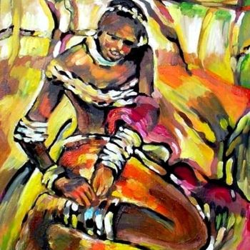 Painting titled "l africaine" by Martine Giacomini, Original Artwork