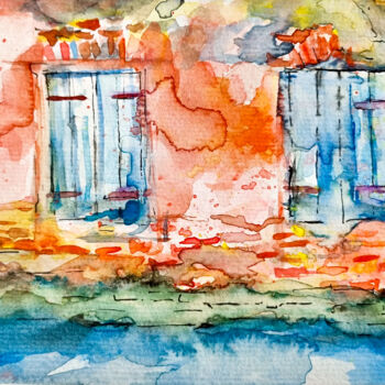 Painting titled "Windows over the wa…" by Matheus Chuery, Original Artwork, Watercolor