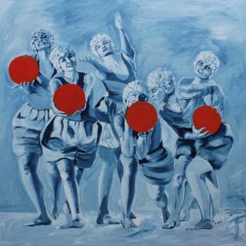 Pittura intitolato "Blue dancers" da Mathew Halpin, Opera d'arte originale, Olio