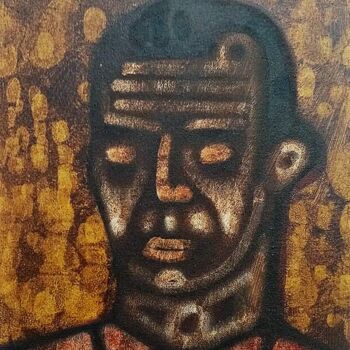 Schilderij getiteld "Portrait of G. Apri…" door Mathew Tudor, Origineel Kunstwerk, Acryl Gemonteerd op Frame voor houten bra…