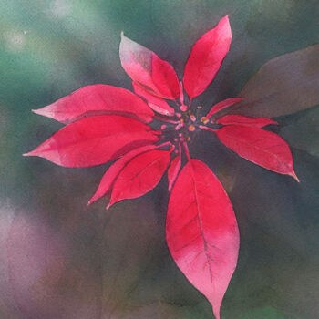 Painting titled "Poinsettia" by Mathew, Original Artwork, Oil