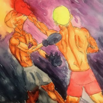 Pintura titulada "Uppercut" por Mfr_paintings, Obra de arte original, Acuarela