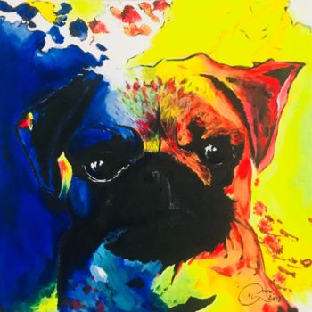 Painting titled "PUG" by Mathias Art, Original Artwork, Acrylic