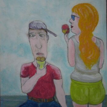 Rysunek zatytułowany „jeune-couple-a-biar…” autorstwa Mathieu Correa De Sa, Oryginalna praca, Pastel