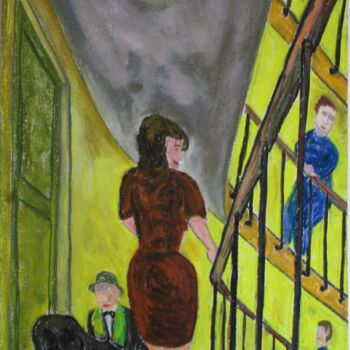 Drawing titled "cage-d-escalier-a-p…" by Mathieu Correa De Sa, Original Artwork, Pastel