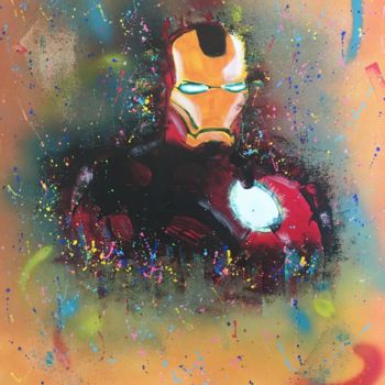 Malerei mit dem Titel "Iron Man" von Mbkza, Original-Kunstwerk, Acryl