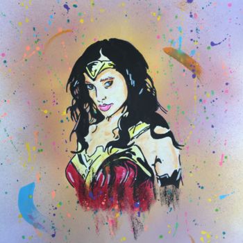 Painting titled "Wonder Woman" by Mbkza, Original Artwork, Acrylic