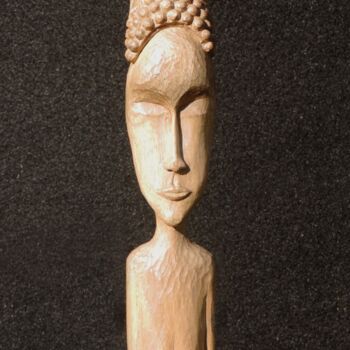Escultura intitulada "La femme étirée" por Mathieu Rapp, Obras de arte originais, Madeira