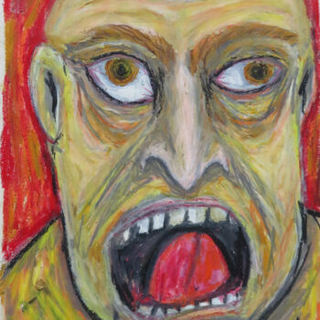 Drawing titled "Angry man / Homme e…" by Mathieu Zeitindjioglou (Mathieu Z), Original Artwork, Pastel