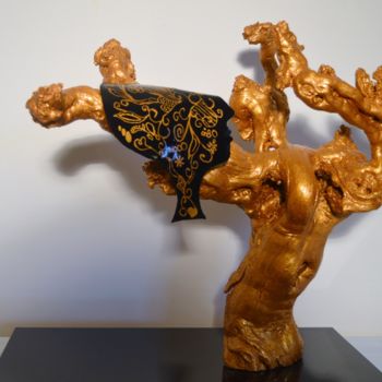 Скульптура под названием "La danse des Masques" - Mathieu Coutet, Подлинное произведение искусства, Дерево