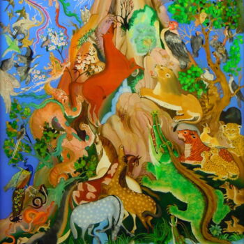 Peinture intitulée "Eden" par Mathilda De Carpentry, Œuvre d'art originale, Huile Monté sur Carton