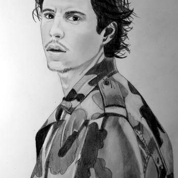 Drawing titled "Nekfeu" by Mathilde Banas, Original Artwork, Pencil