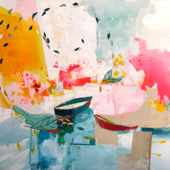 Malerei mit dem Titel "La lagune" von Mathilde De Bellecombe, Original-Kunstwerk, Acryl