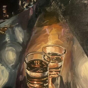 Peinture intitulée "Verres" par Mathilde Donne, Œuvre d'art originale, Huile