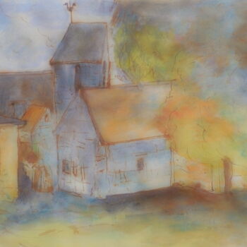 Painting titled "village" by Mathilde Groult, Original Artwork, Watercolor