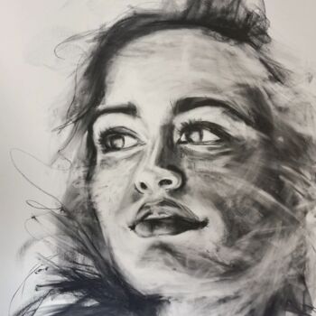 Drawing titled "Souviens-toi d'oubl…" by Mathilde Reyz, Original Artwork, Charcoal Mounted on Wood Stretcher frame