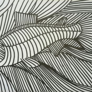 Drawing titled "A Fish" by Pertti Matikainen, Original Artwork, Marker