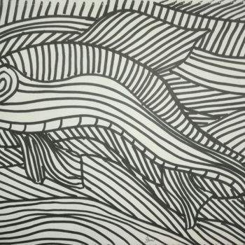 Rysunek zatytułowany „a-fish-abstractly-1…” autorstwa Pertti Matikainen, Oryginalna praca, Marker