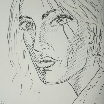Drawing titled "Girl-180527-a4.jpg" by Pertti Matikainen, Original Artwork, Marker