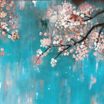 Painting titled "Sakura" by Matild Bathory, Original Artwork, Acrylic