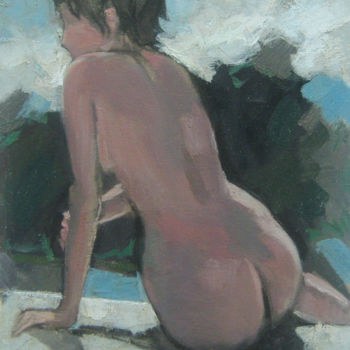 Painting titled "Nude figure from th…" by Mato Jurkovic, Original Artwork, Oil