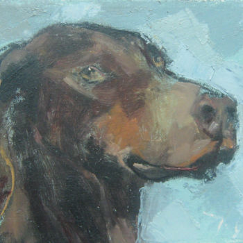 Malarstwo zatytułowany „Hunting dog (LO-71)” autorstwa Mato Jurkovic, Oryginalna praca, Olej