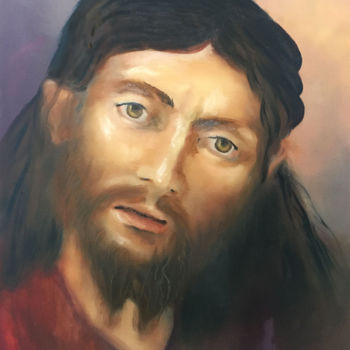 Malerei mit dem Titel "Jésus l'huile Origi…" von Maria Matokhniuk, Original-Kunstwerk, Öl