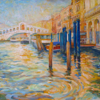 Painting titled "Golden Venice" by Yuriy Matrosov, Original Artwork, Oil
