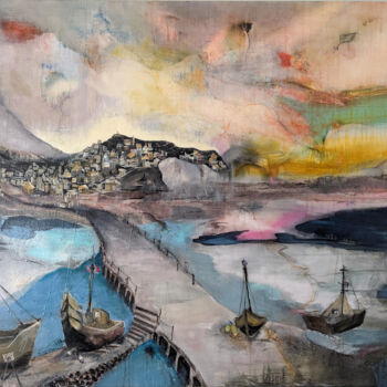 Painting titled "Tramonto" by Mats Kade, Original Artwork, Oil