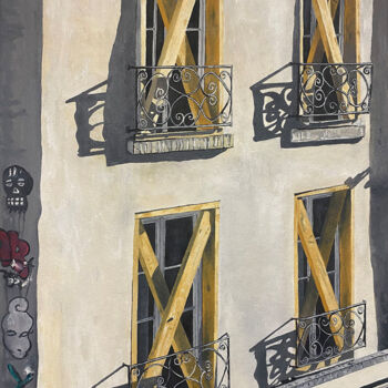 Картина под названием "View from a Paris W…" - Mats Pehrson, Подлинное произведение искусства, Масло Установлен на Деревянна…