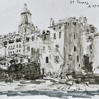 "St Tropez" başlıklı Resim Toshio Matsuda tarafından, Orijinal sanat, Mürekkep