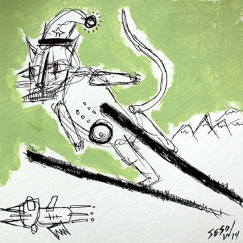 Pittura intitolato "Ski jumping" da Matt Sesow, Opera d'arte originale, Acrilico