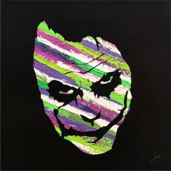 Painting titled "JOKER - THE DARK KN…" by Matteo Calconi, Original Artwork, Screenprinting Mounted on Wood Stretcher frame