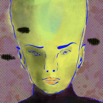Artes digitais intitulada "testa in giallo" por Matteo Gilardi, Obras de arte originais, Pintura digital