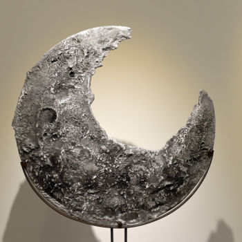 Sculpture intitulée "Luna calante - Blac…" par Matteo Ponzi, Œuvre d'art originale, Aluminium Monté sur Autre panneau rigide