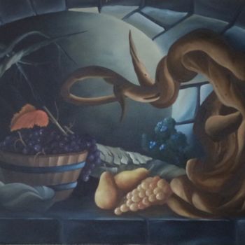Painting titled "natura morta al buio" by Matteo Guerra, Original Artwork