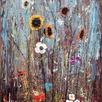 Картина под названием "Swampflowers, Come…" - Matthias Lupri, Подлинное произведение искусства, Масло Установлен на Деревянн…