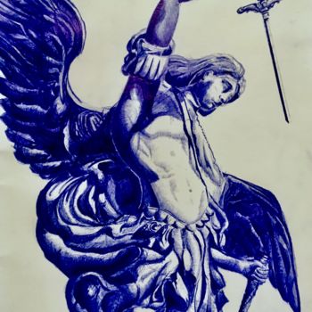 Disegno intitolato "Statua dell'arcange…" da Matthias Wallig, Opera d'arte originale, Biro