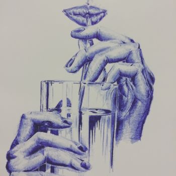 Drawing titled "Acqua della vita" by Matthias Wallig, Original Artwork, Ballpoint pen