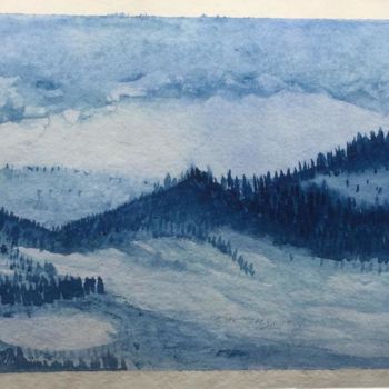 Peinture intitulée "Landscape in Blue 2…" par Matthias Köppen, Œuvre d'art originale, Aquarelle