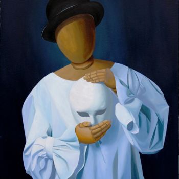 Painting titled "Hinter der Maske" by Matthias Kreher, Original Artwork, Acrylic