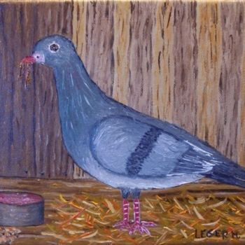 Painting titled "Pigeon voyageur" by Matthieu Leger, Original Artwork, Oil