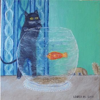 绘画 标题为“Chasse au poisson d…” 由Matthieu Leger, 原创艺术品, 油