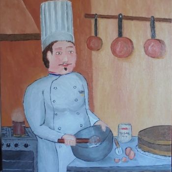 Ζωγραφική με τίτλο "Le cuisinier" από Matthieu Leger, Αυθεντικά έργα τέχνης, Λάδι