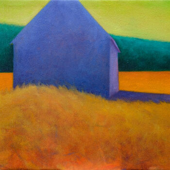 Картина под названием "Blue Barn" - Mattia Riccadonna, Подлинное произведение искусства, Масло