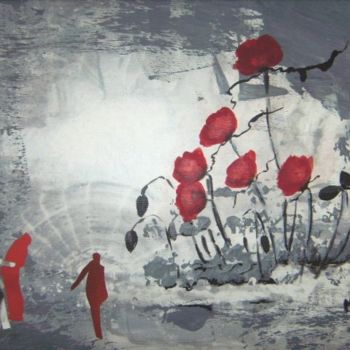 Schilderij getiteld "Rouge ballet" door Maty, Origineel Kunstwerk, Olie