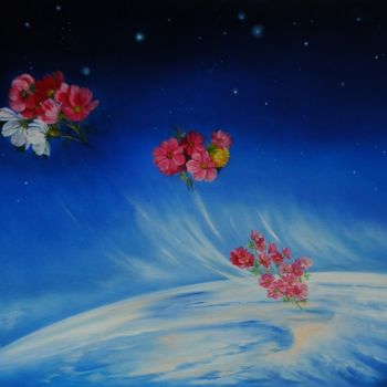 Painting titled "ENVOIE DE  COSMOS P…" by Yvette Matysiak, Original Artwork, Oil