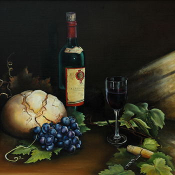 Painting titled "DEGUSTATION" by Yvette Matysiak, Original Artwork, Oil