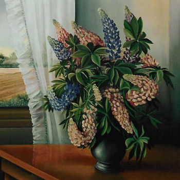 Pintura titulada "LUPINS" por Yvette Matysiak, Obra de arte original, Oleo