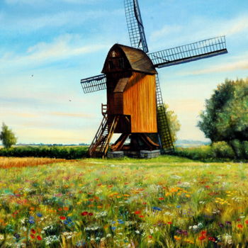 Peinture intitulée "MOULIN EN FLANDRE" par Yvette Matysiak, Œuvre d'art originale, Huile